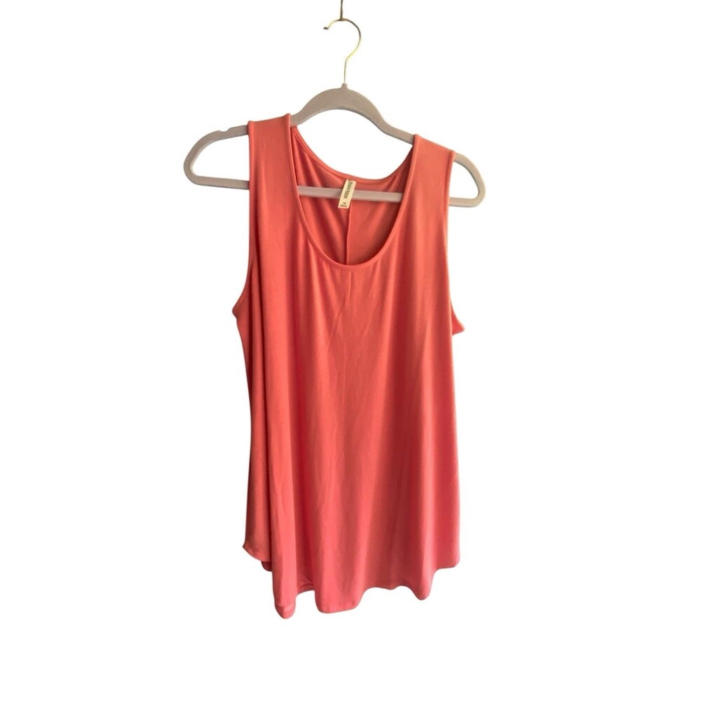 Zenana Premium 1X Women's Coral Orange Sleeveless Pullover Casual Tank Tunic Top